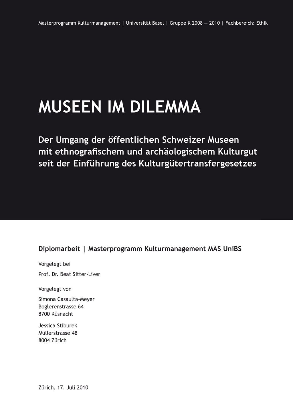 Masterarbeit Museen im Dilemma Bild 1